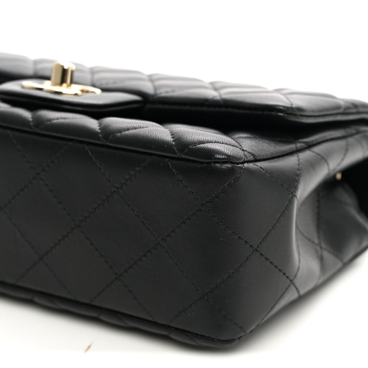 Lambskin Quilted Mini Rectangular Flap Black
