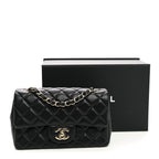 Lambskin Quilted Mini Rectangular Flap Black