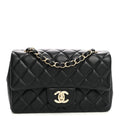 Lambskin Quilted Mini Rectangular Flap Black