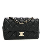 Lambskin Quilted Mini Rectangular Flap Black