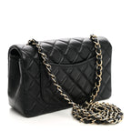 Lambskin Quilted Mini Rectangular Flap Black