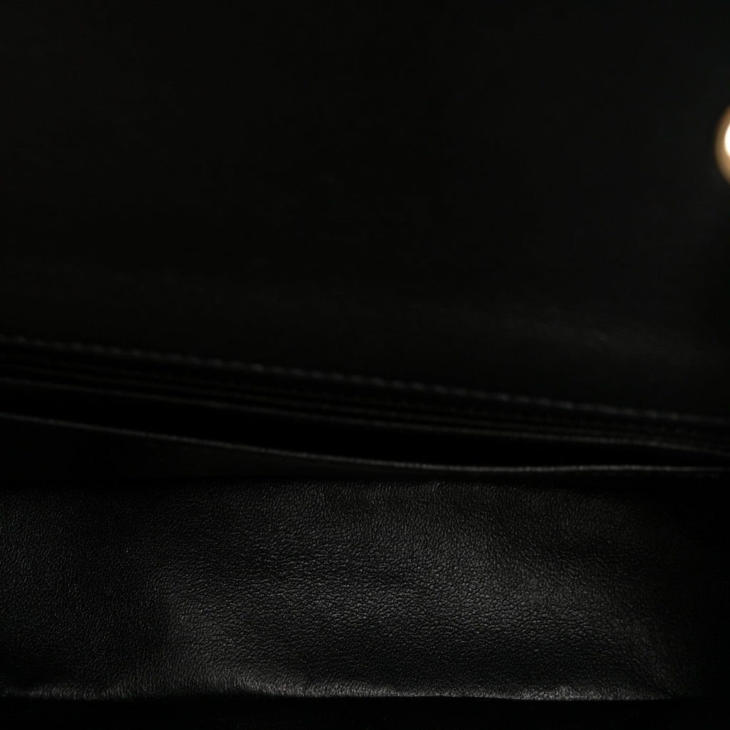Lambskin Quilted Mini Rectangular Flap Black