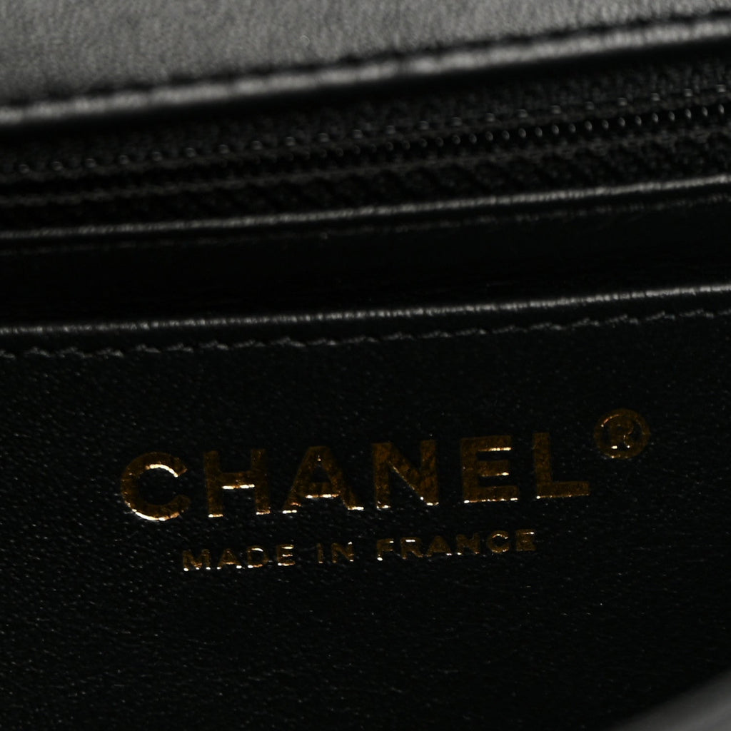 Lambskin Quilted Mini Rectangular Flap Black