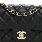 Lambskin Quilted Mini Rectangular Flap Black