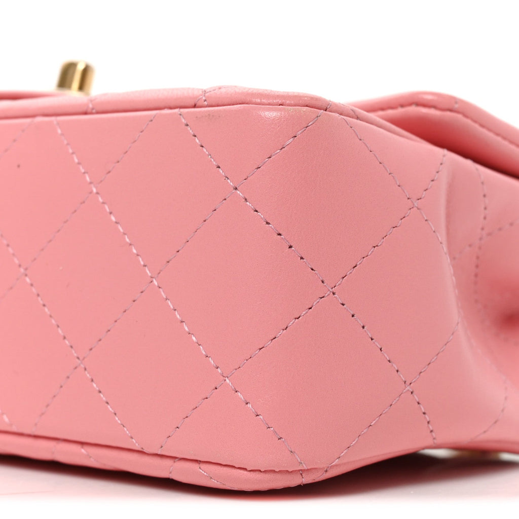 Lambskin Quilted Mini Rectangular Flap Pink