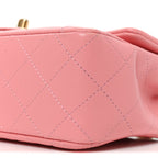 Lambskin Quilted Mini Rectangular Flap Pink