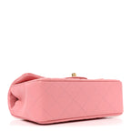 Lambskin Quilted Mini Rectangular Flap Pink