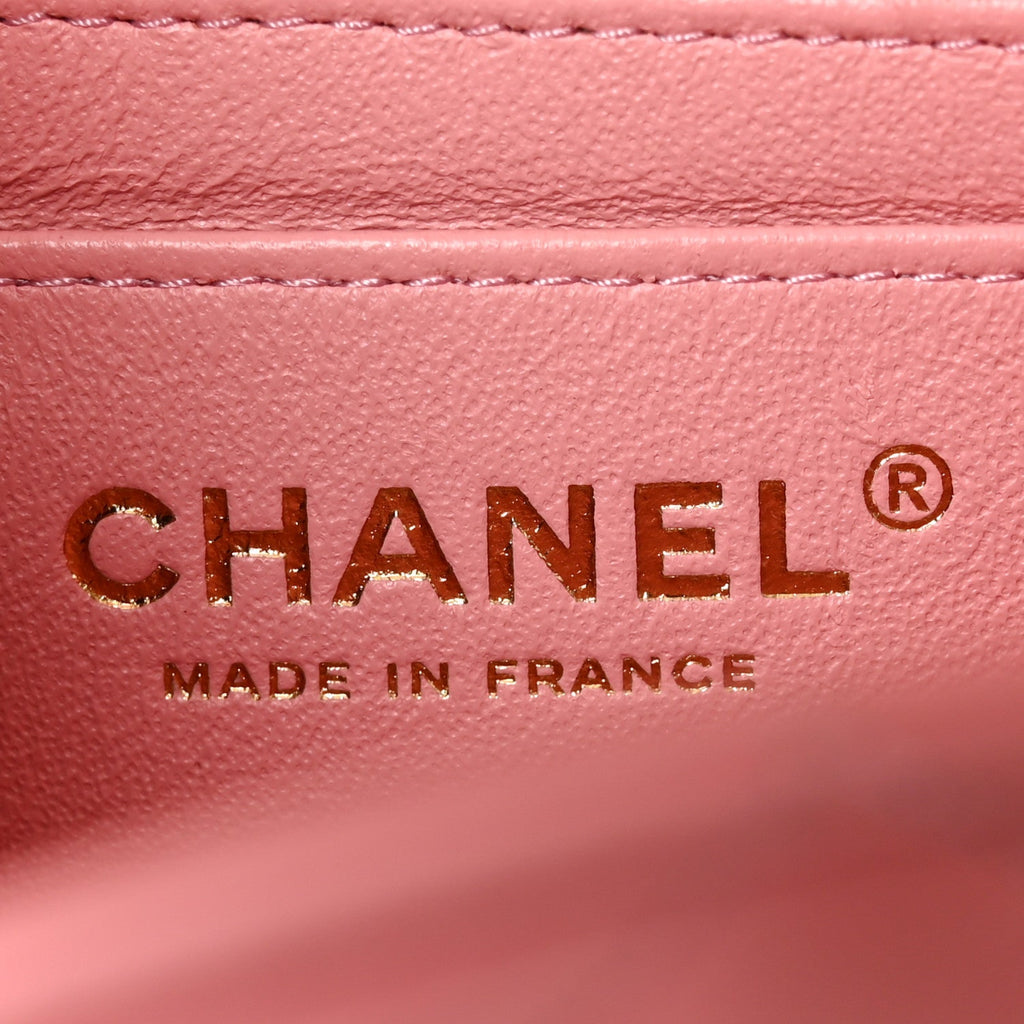 Lambskin Quilted Mini Rectangular Flap Pink