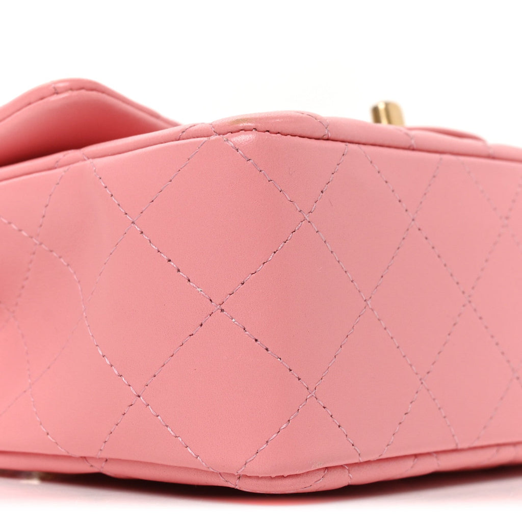 Lambskin Quilted Mini Rectangular Flap Pink