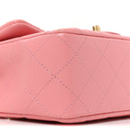 Lambskin Quilted Mini Rectangular Flap Pink