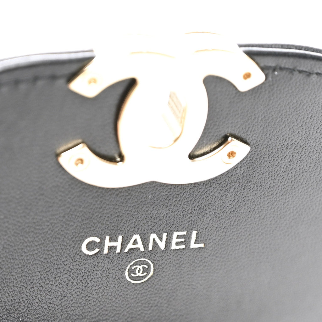 Lambskin Quilted Phone Chain Clutch Waist Bag Black
