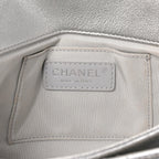 Metallic Calfskin Quilted Fold Up Again Clutch Silver