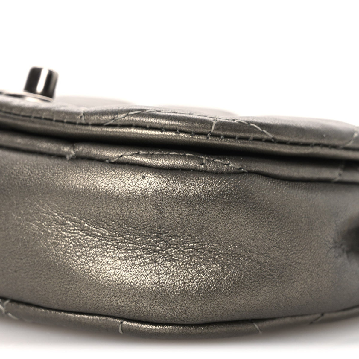 Metallic Calfskin Quilted Mini Coco Mail Clutch Ruthenium