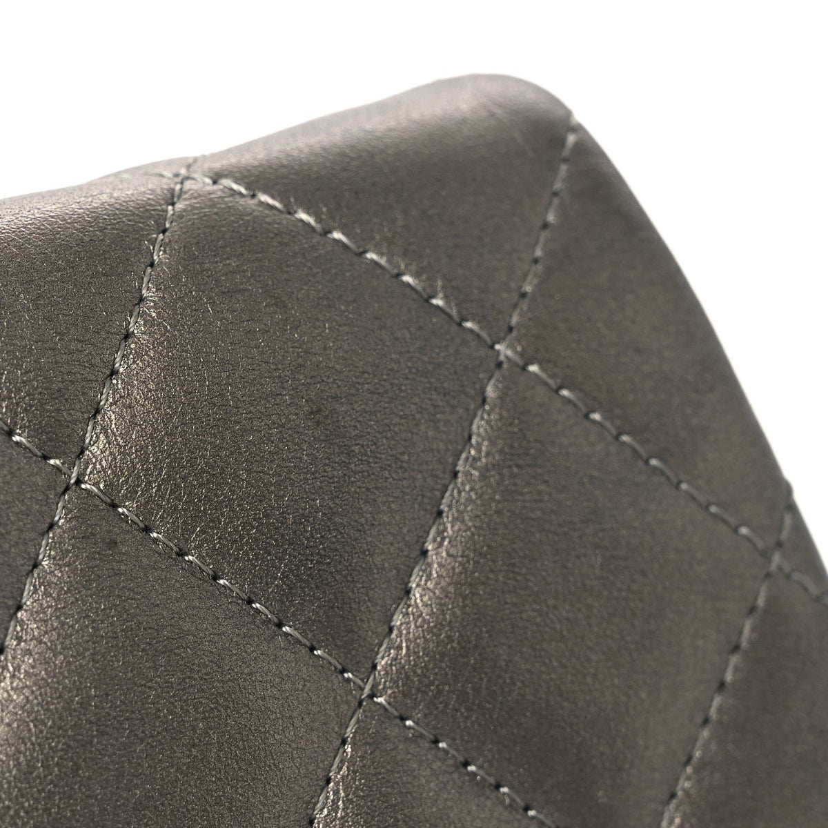 Metallic Calfskin Quilted Mini Coco Mail Clutch Ruthenium