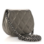 Metallic Calfskin Quilted Mini Coco Mail Clutch Ruthenium