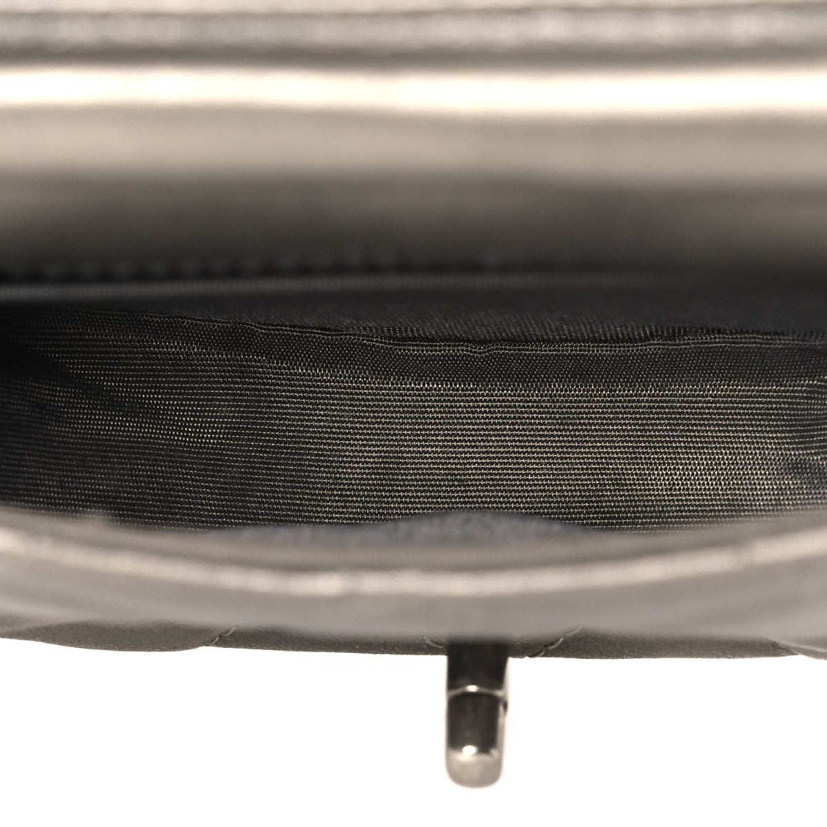 Metallic Calfskin Quilted Mini Coco Mail Clutch Ruthenium