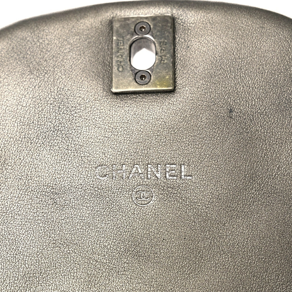 Metallic Calfskin Quilted Mini Coco Mail Clutch Ruthenium