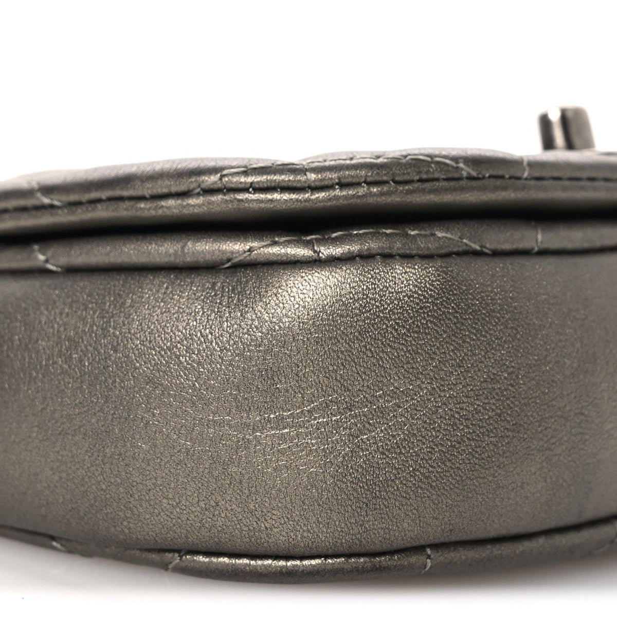 Metallic Calfskin Quilted Mini Coco Mail Clutch Ruthenium