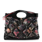 Patent Calfskin Canvas Printed Large 31 Shopping Bag Black