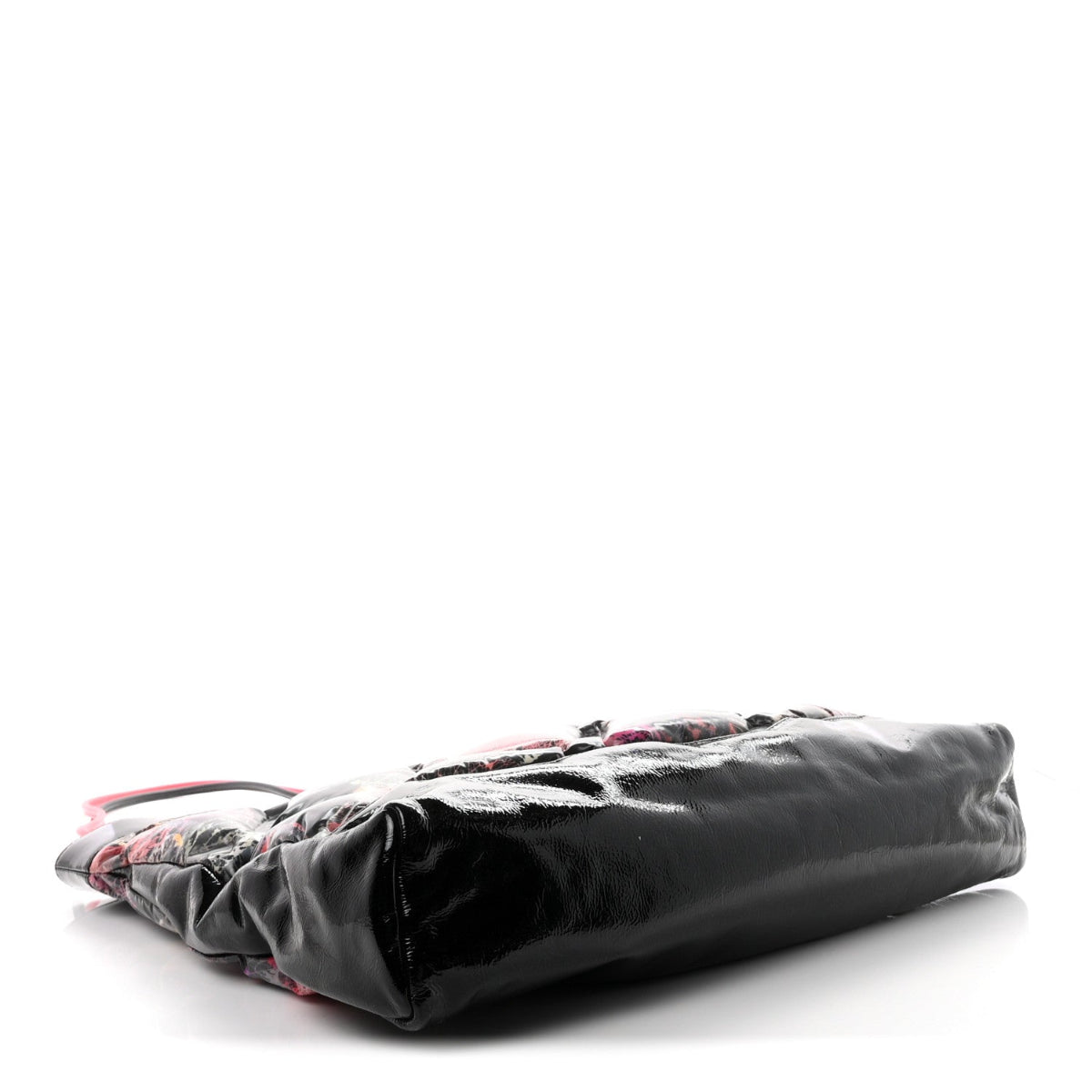 Patent Calfskin Canvas Printed Large 31 Shopping Bag Black