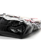 Patent Calfskin Canvas Printed Large 31 Shopping Bag Black