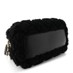 Shearling Quilted Barrel Clutch With Chain Black
