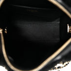Shearling Quilted Barrel Clutch With Chain Black