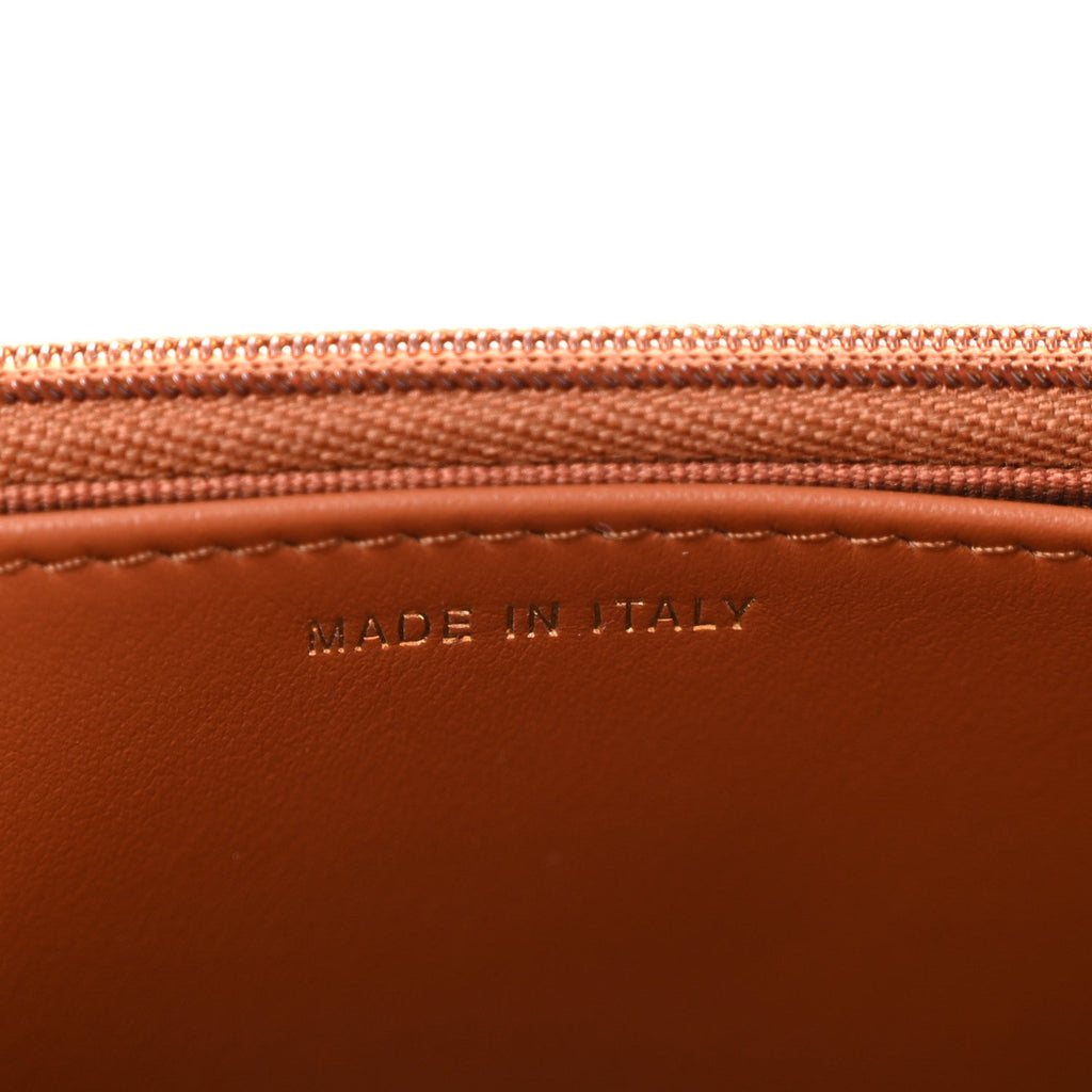 Shiny Caviar Quilted Strass Wallet On Chain WOC Light Brown