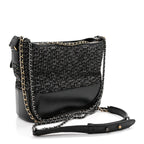 Tweed Calfskin Quilted Medium Gabrielle Hobo Black
