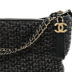 Tweed Calfskin Quilted Medium Gabrielle Hobo Black