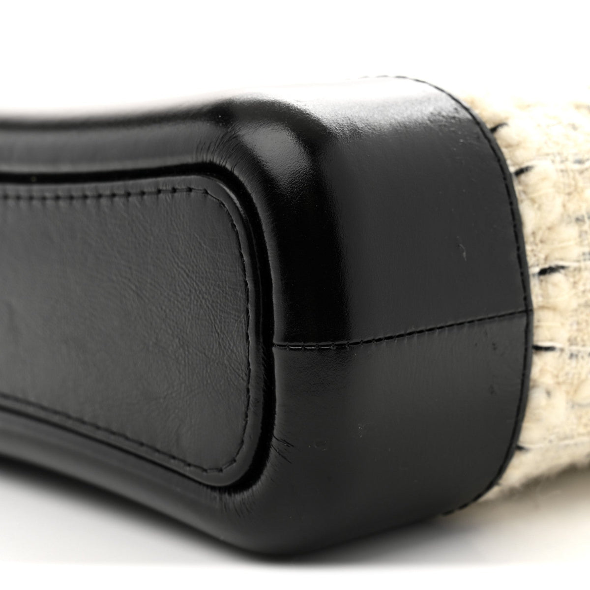 Tweed Calfskin Quilted Small Gabrielle Hobo Ivory Black