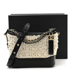 Tweed Calfskin Quilted Small Gabrielle Hobo Ivory Black