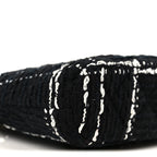 Tweed Quilted Mini Clutch With Chain Black White