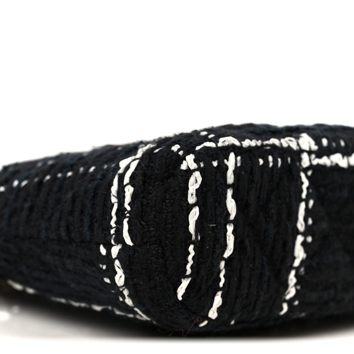 Tweed Quilted Mini Clutch With Chain Black White