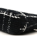 Tweed Quilted Mini Clutch With Chain Black White