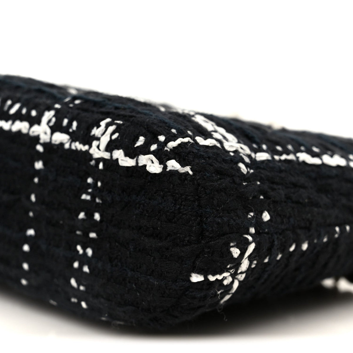 Tweed Quilted Mini Clutch With Chain Black White