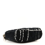 Tweed Quilted Mini Clutch With Chain Black White