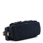 Washed Denim Quilted Cargo Large Hobo Dark Blue