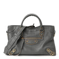 Chevre Gold Metallic Edge Hardware City Gris Acier