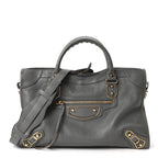 Chevre Gold Metallic Edge Hardware City Gris Acier