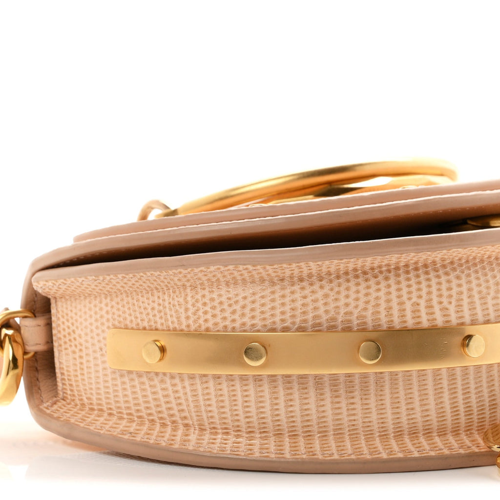 Calfskin Lizard Embossed Nile Bracelet Minaudiere Bag Pink