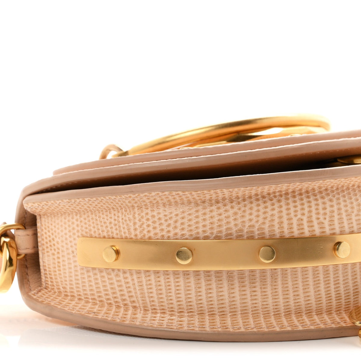 Calfskin Lizard Embossed Nile Bracelet Minaudiere Bag Pink