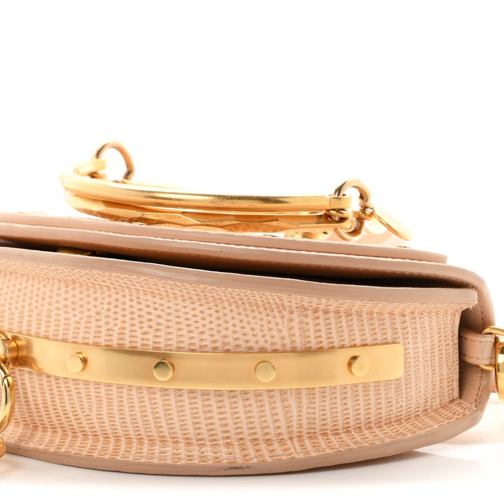 Calfskin Lizard Embossed Nile Bracelet Minaudiere Bag Pink