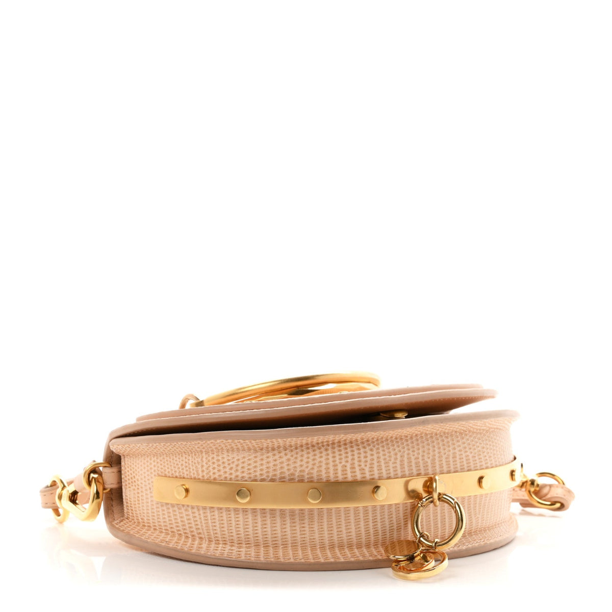 Calfskin Lizard Embossed Nile Bracelet Minaudiere Bag Pink