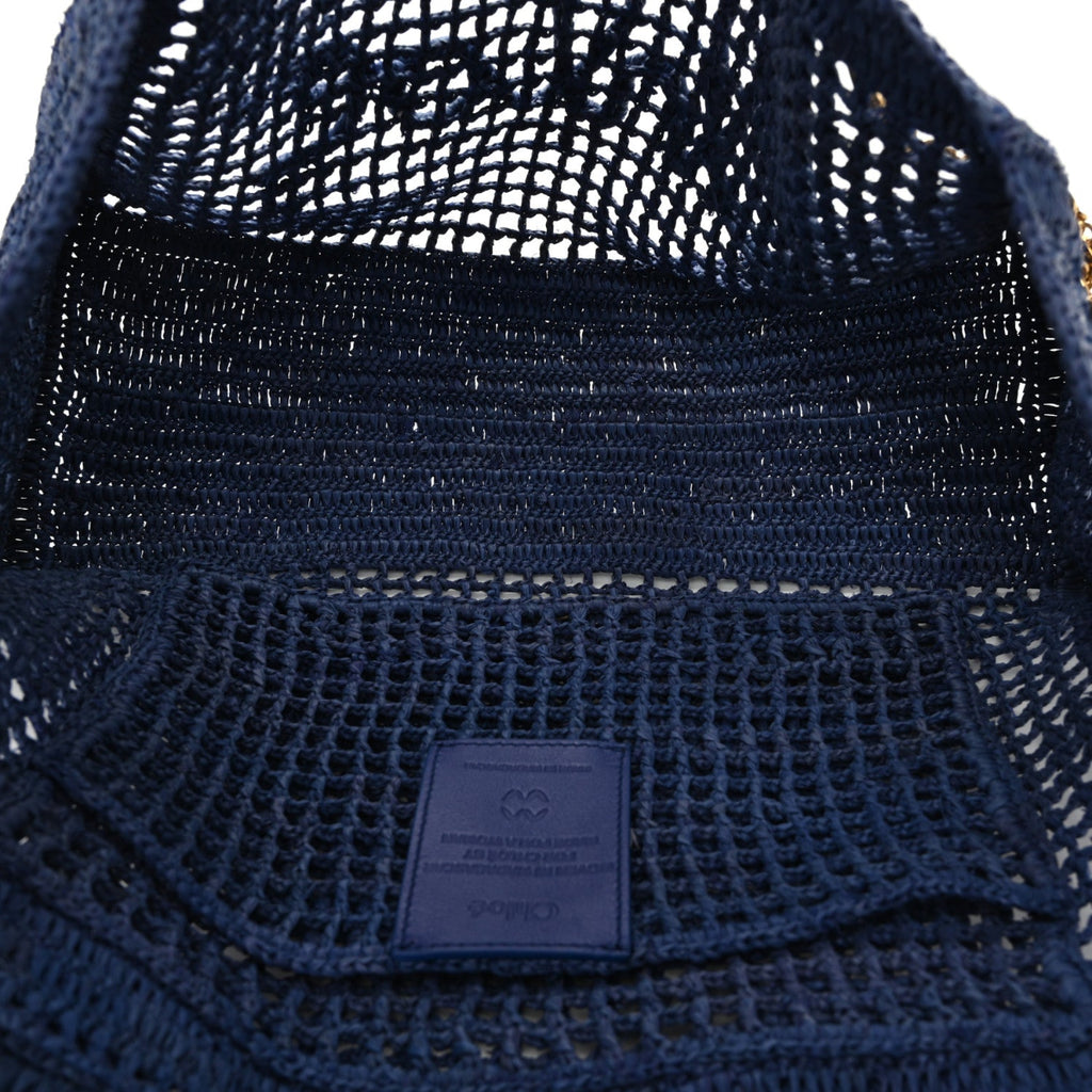 Raffia Summer Banana East West Tote Ashes Blue