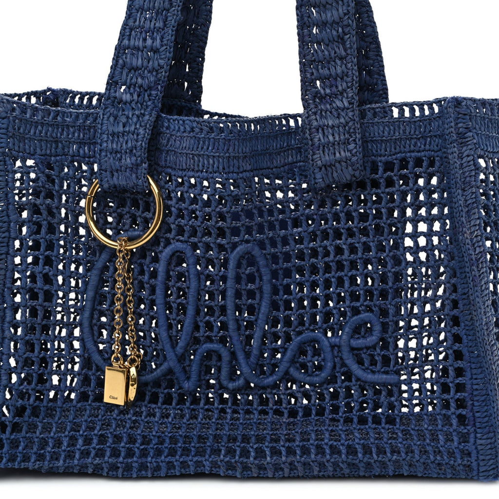 Raffia Summer Banana East West Tote Ashes Blue