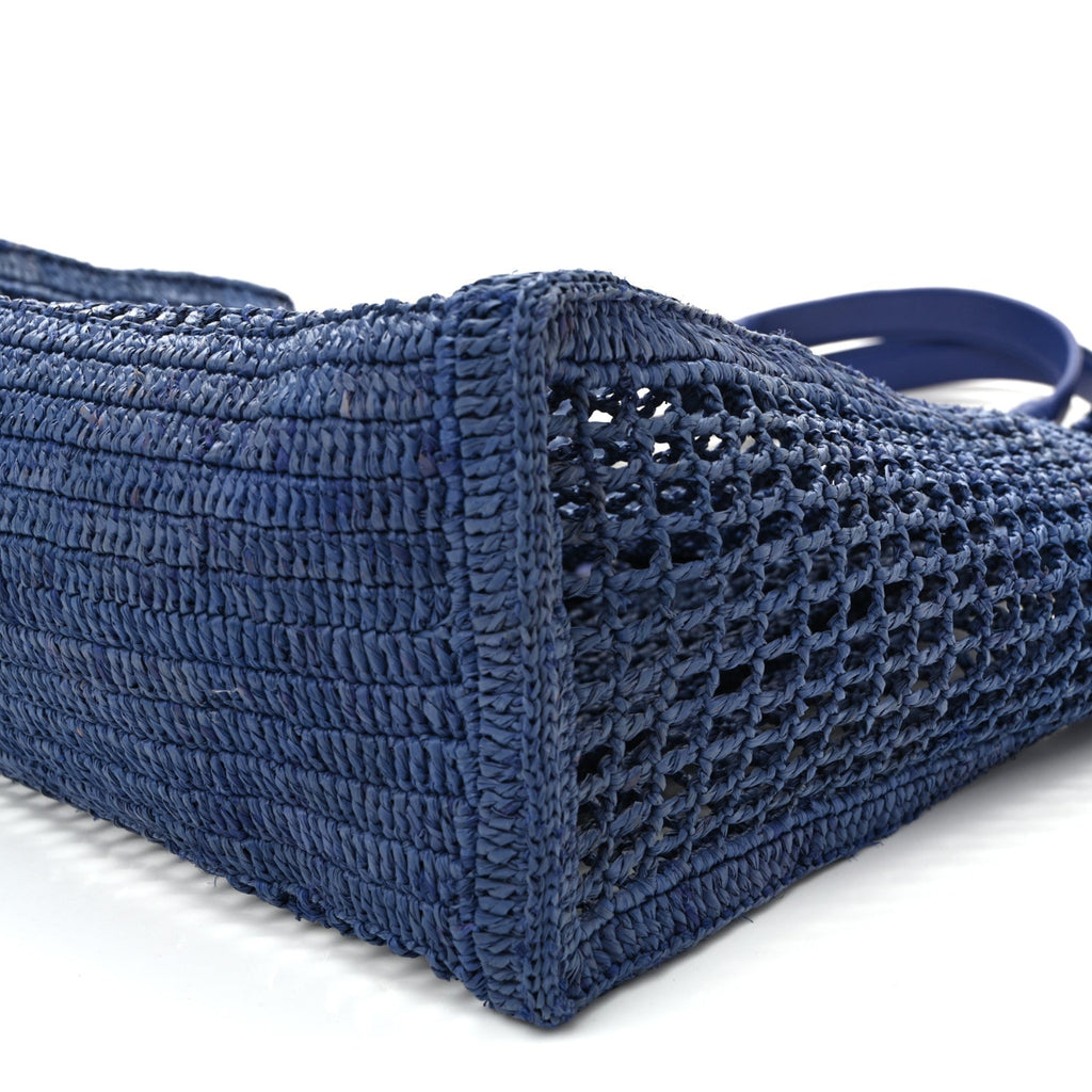 Raffia Summer Banana East West Tote Ashes Blue