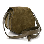 Suede Calfskin Small Marcie Saddle Bag Deep Olive