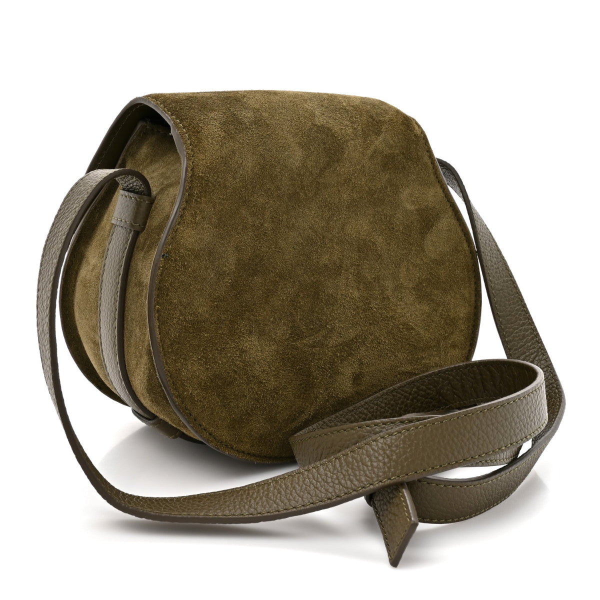 Suede Calfskin Small Marcie Saddle Bag Deep Olive