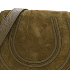 Suede Calfskin Small Marcie Saddle Bag Deep Olive